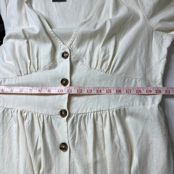 City Chic Sunset Stroll Ivory Button Front Dress Linen Blend Size 16 - Picture 12 of 12